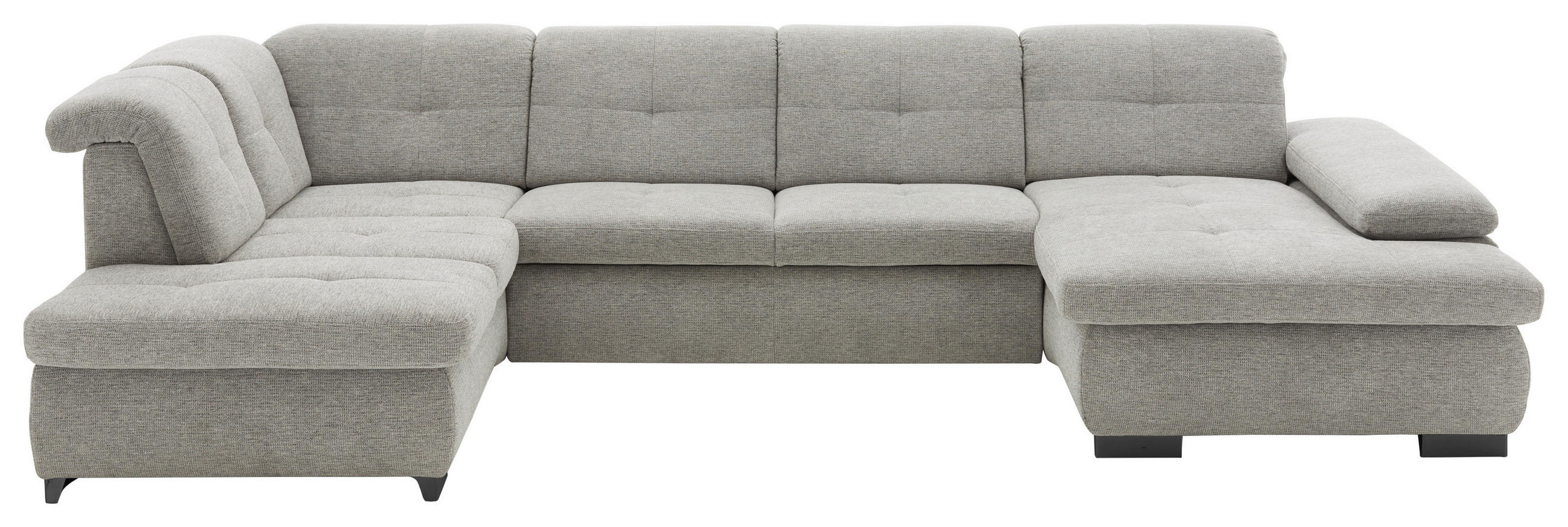 WOHNLANDSCHAFT inkl.Funktionen in Webstoff Alufarben  - Schwarz/Alufarben, Design, Textil/Metall (210/337/174cm) - Beldomo Style