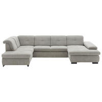 WOHNLANDSCHAFT inkl.Funktionen Alufarben Webstoff  - Schwarz/Alufarben, Design, Textil/Metall (210/337/174cm) - Beldomo Style