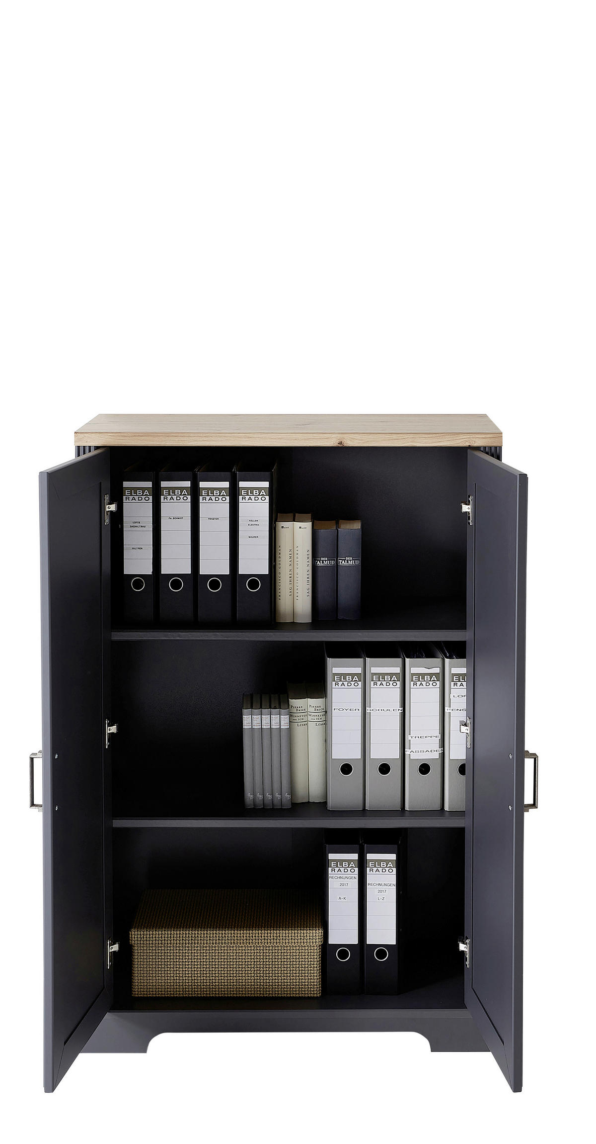 Dulap Pentru Acte  86/127/38 cm  - grafit/stejar Artisan, Romantik / Landhaus, material pe bază de lemn (86/127/38cm) - Landscape