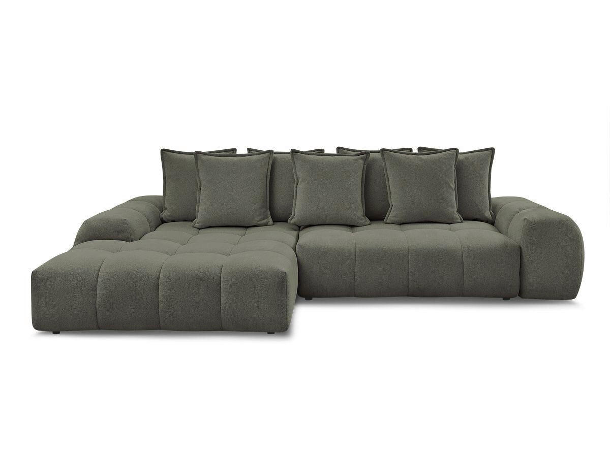 ECKSCHLAFSOFA EVEREST  mit Rücken echt, Armteil links, Armteil rechts Flachgewebe Grün  - Schwarz/Grün, MODERN, Kunststoff/Textil (180/318cm) - Livetastic