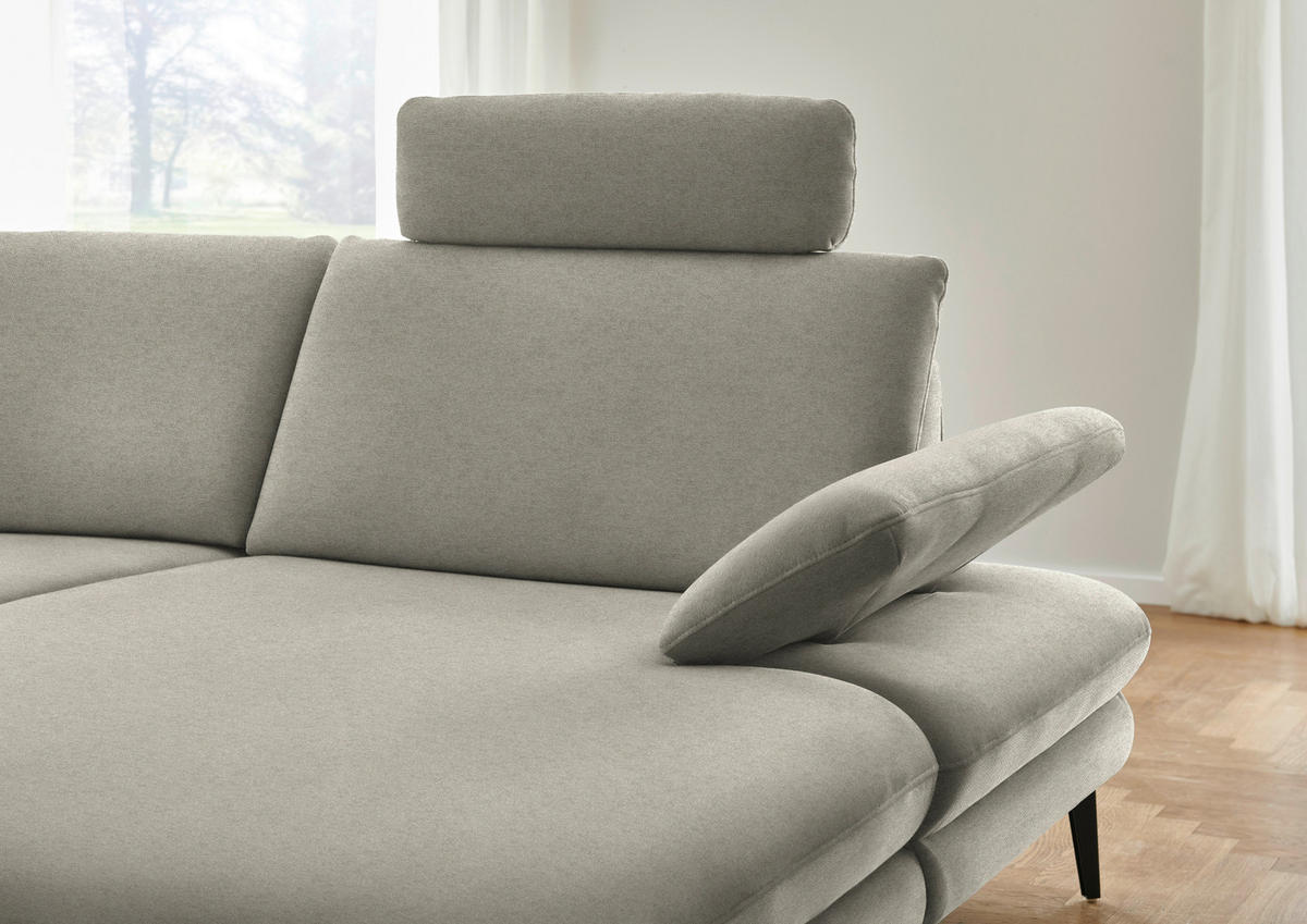 WOHNLANDSCHAFT  in Chenille, Flachgewebe Greige  - Greige/Schwarz, Design, Textil/Metall (208/344/180cm) - Dieter Knoll