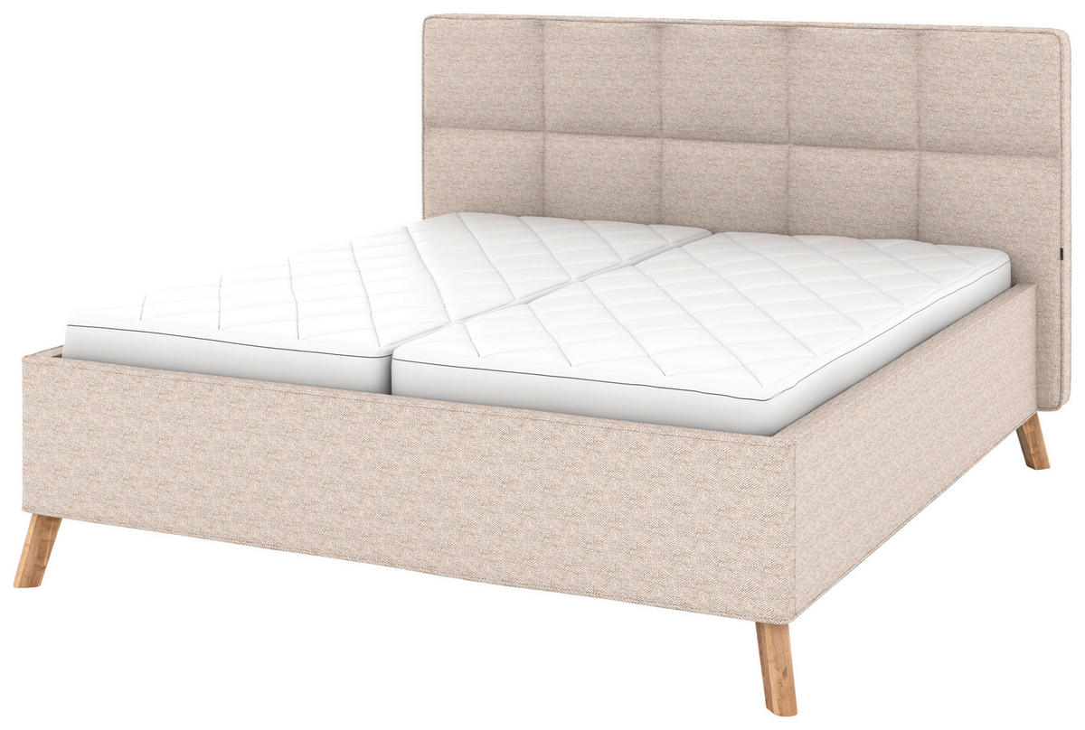 POLSTERBETT Bettkasten, motorische Verstellbarkeit, Fernbedienung, Lattenroste, Matratzen 180/200 cm  in Beige  - Beige/Schwarz, KONVENTIONELL, Holz/Textil (180/200cm) - Musterring