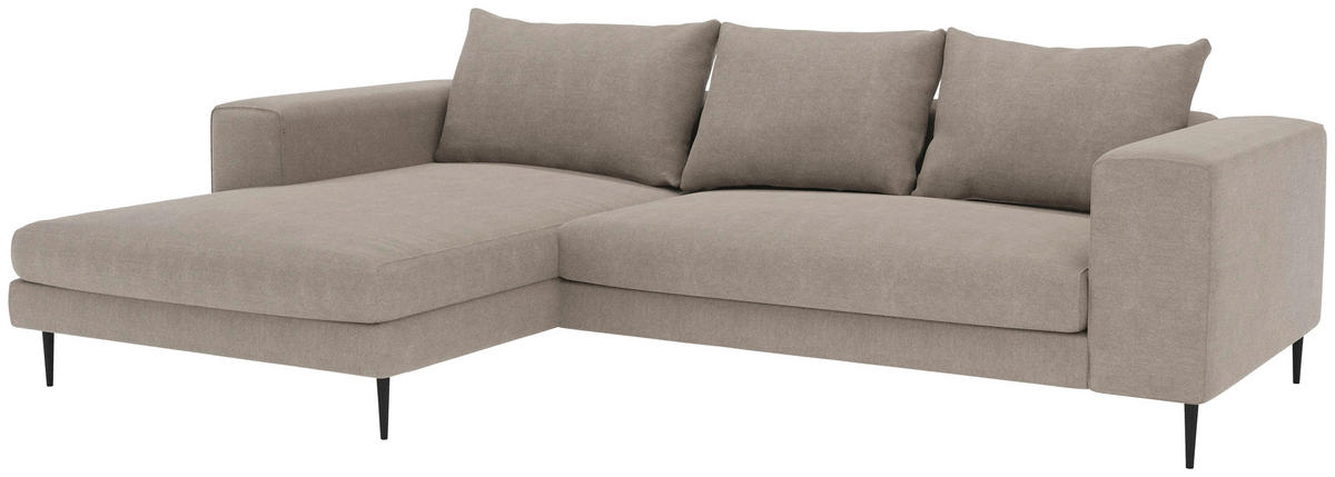 ECKSOFA Struktur Taupe  - Taupe/Schwarz, Modern, Textil/Metall (170/325cm) - Trendmanufaktur