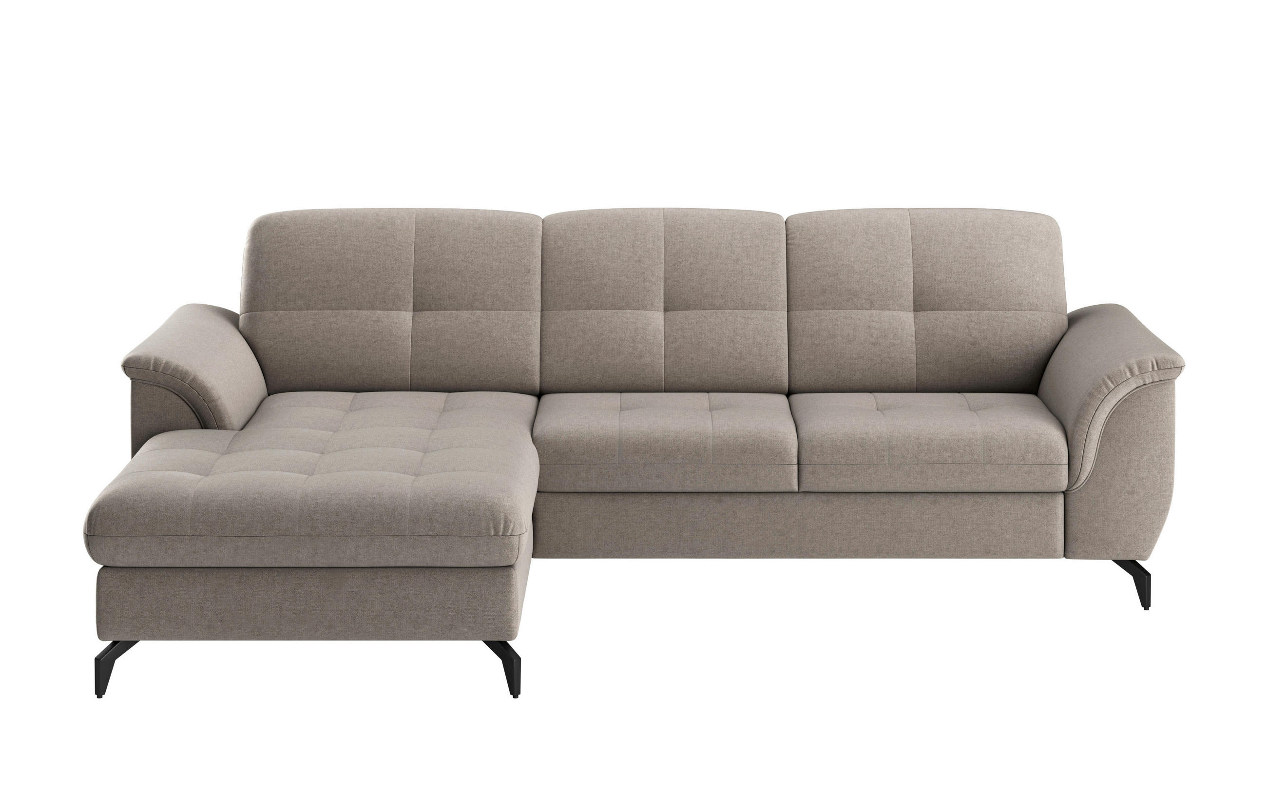 ECKSOFA in Flachgewebe Taupe  164/262 cm  - Taupe/Schwarz, MODERN, Textil/Metall (164/262cm) - Sit & More