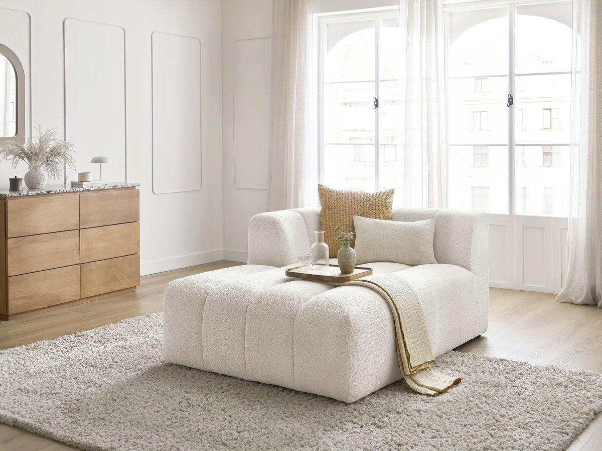 SOFAELEMENT ANNECY Bouclé Weiß  - Schwarz/Weiß, MODERN, Kunststoff/Textil (120/72/170cm)