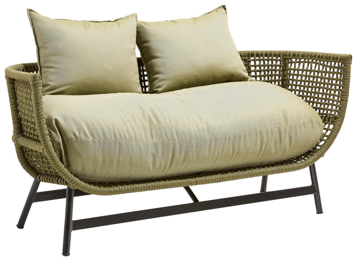 LOUNGESOFA 160/75/64 cm Aluminium  - Schwarz/Olivgrün, MODERN, Kunststoff/Textil (160/75/64cm) - Jan Kurtz