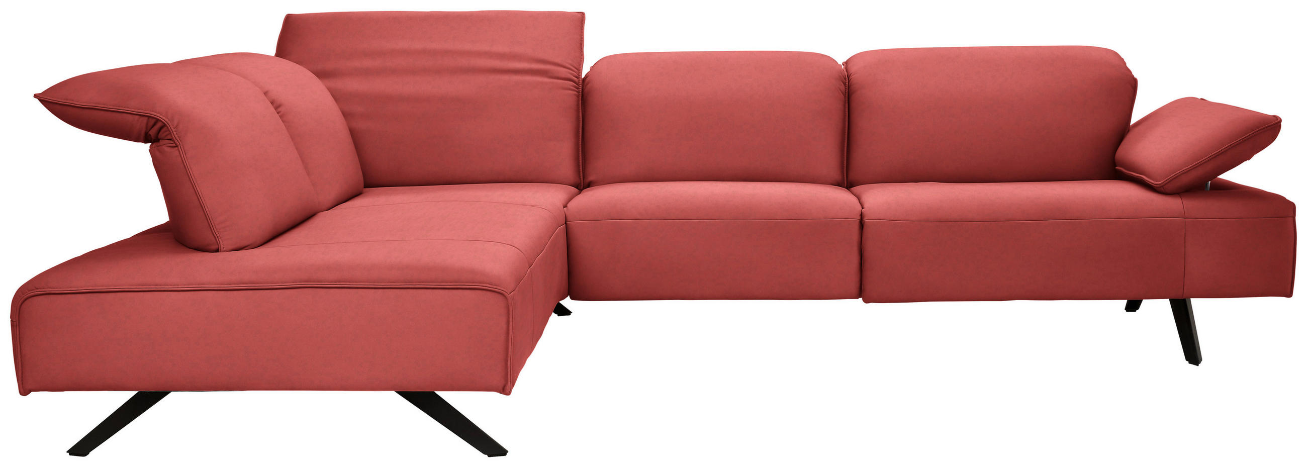 ECKSOFA  in Echtleder Koralle  230/290 cm  - Koralle/Anthrazit, Design, Leder/Metall (230/290cm) - Johann Jakob