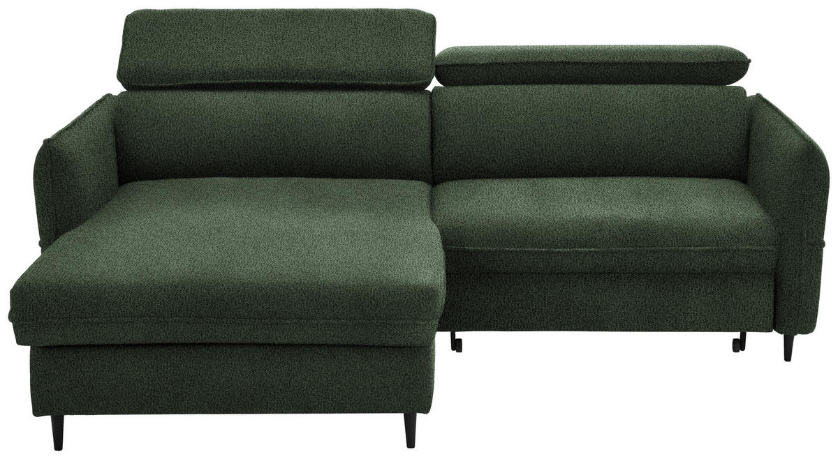 ECKSOFA in Flachgewebe Grün  - Schwarz/Grün, Design, Holz/Textil (185/232cm) - Stylife