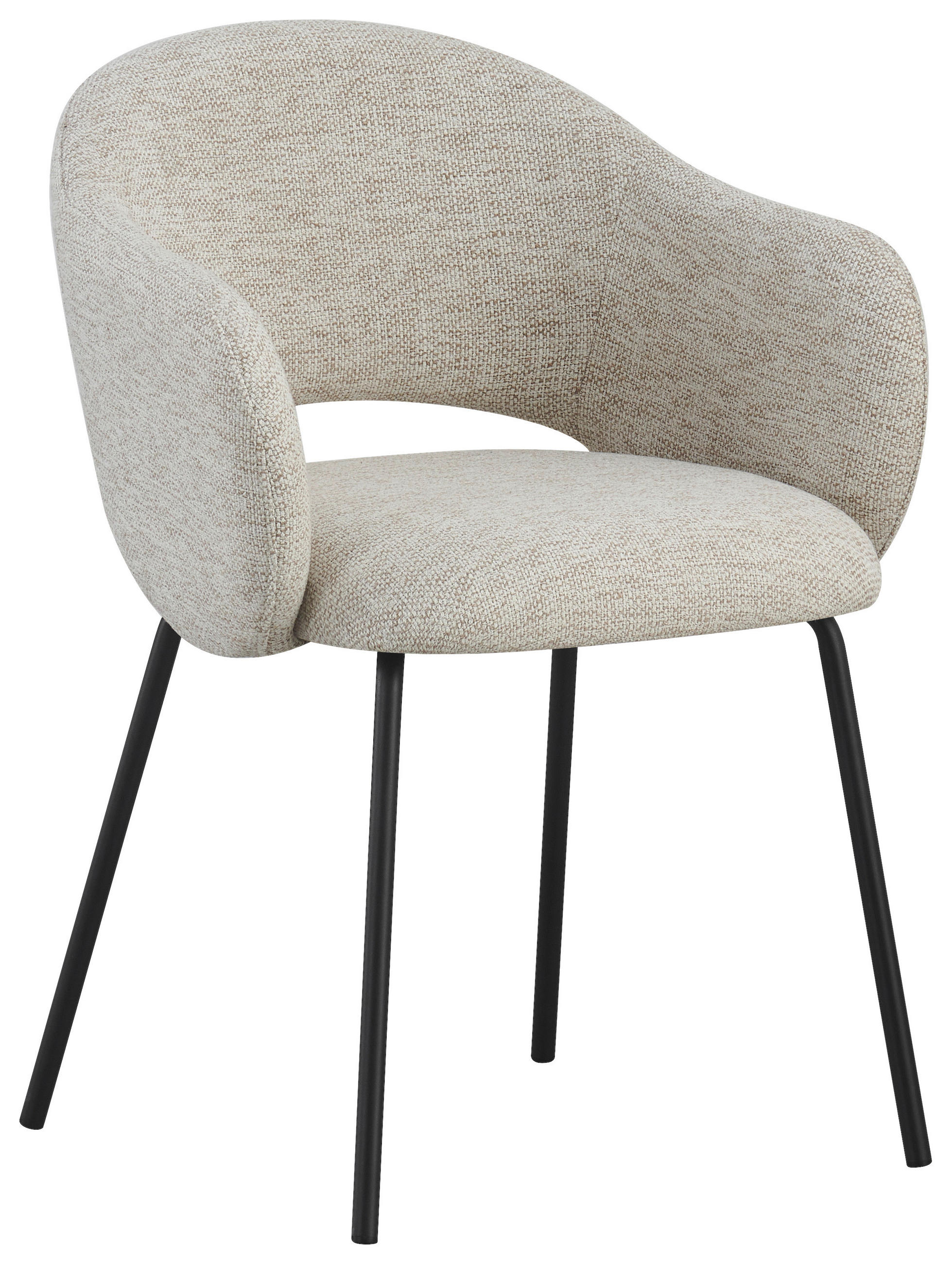 ARMLEHNSTUHL  in Eisen Webstoff  - Beige/Schwarz, Design, Textil/Metall (58/79/59cm) - home24