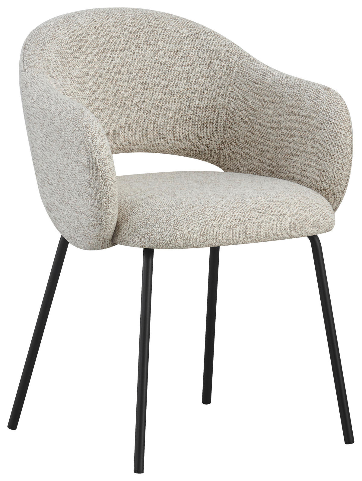 ARMLEHNSTUHL  in Eisen Webstoff  - Beige/Schwarz, Design, Textil/Metall (58/79/59cm) - home24