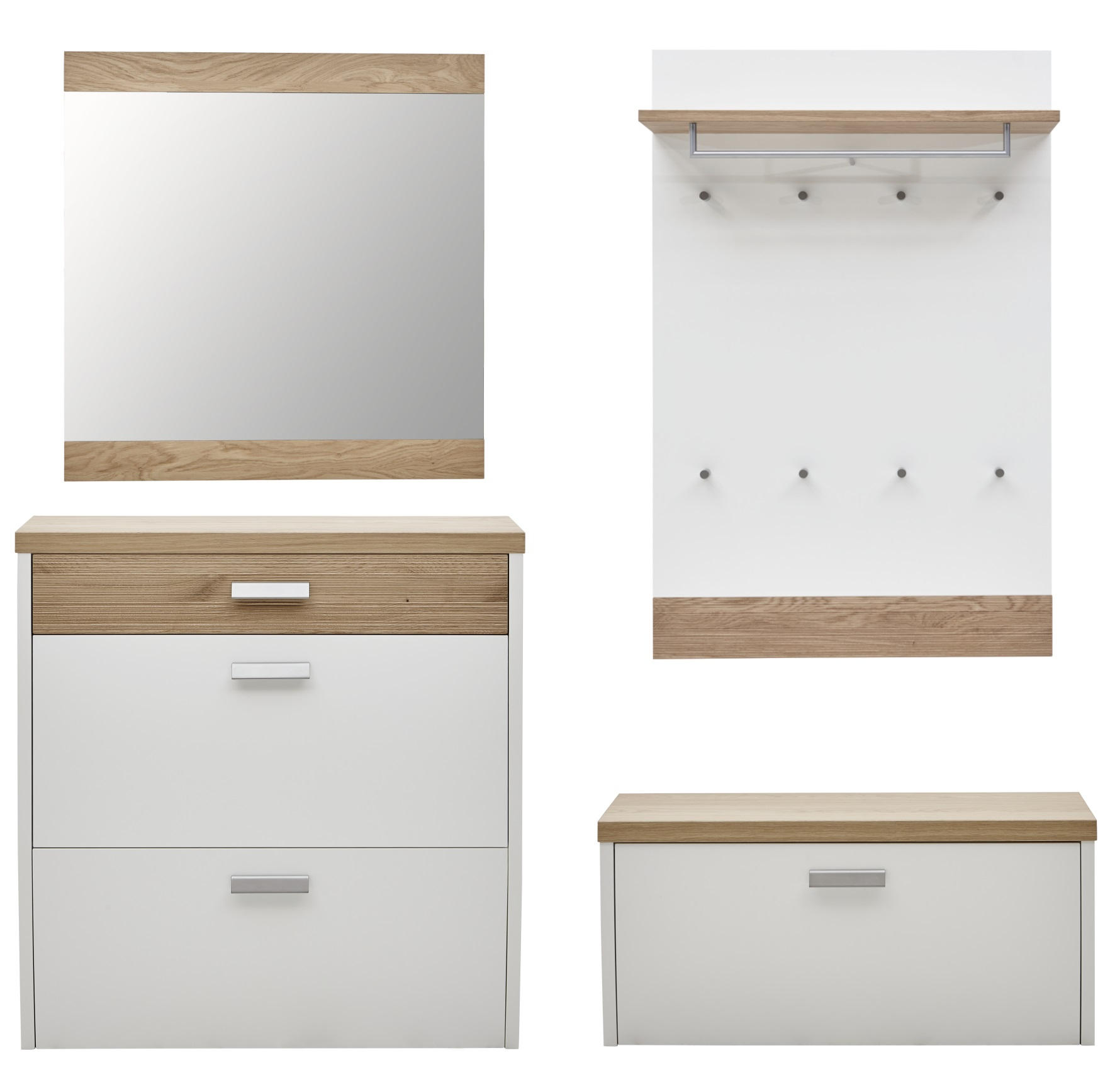 GARDEROBE Weiß, Eichefarben - Eichefarben/Weiß, Design, Holz (200/200/32cm) - Dieter Knoll