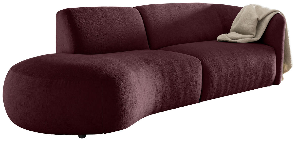 ECKSOFA in Mikrofaser Bordeaux  107/238 cm  - Bordeaux/Schwarz, MODERN, Kunststoff/Textil (107/238cm) - Livetastic