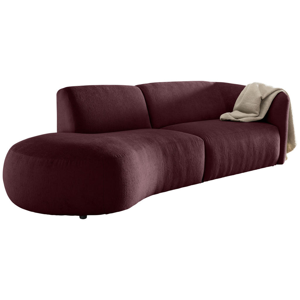 Thumbnail - Livetastic Ecksofa Jesi, Bordeaux, Textil, Uni, 3,5-Sitzer, Ottomane links, organische Form, 238x107 cm, Made in EU, Rüc...