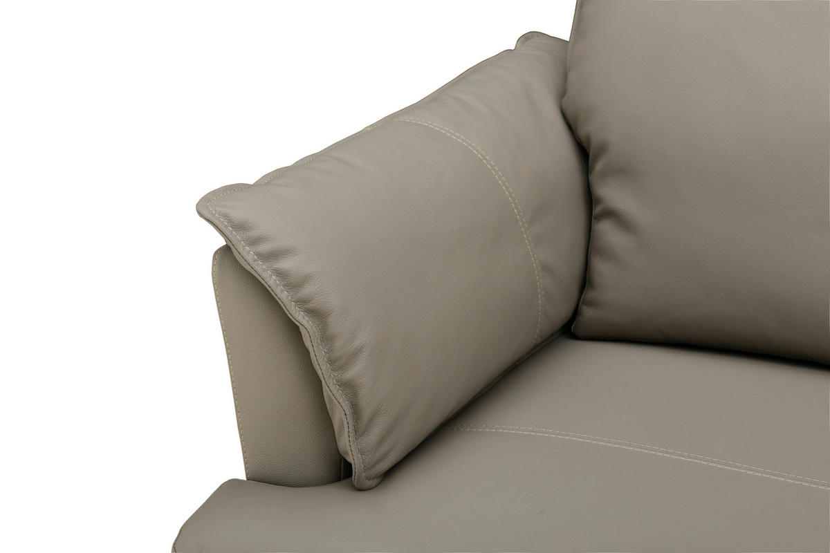 2-SITZER-SOFA Grau Echtleder  - Schwarz/Grau, Design, Leder/Metall (195/90/91cm) - MID.YOU