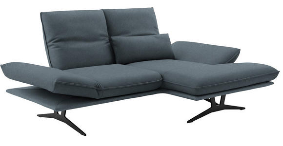 ECKSOFA in Echtleder Blau  - Blau/Schwarz, Design, Leder/Metall (210/130cm) - Dieter Knoll