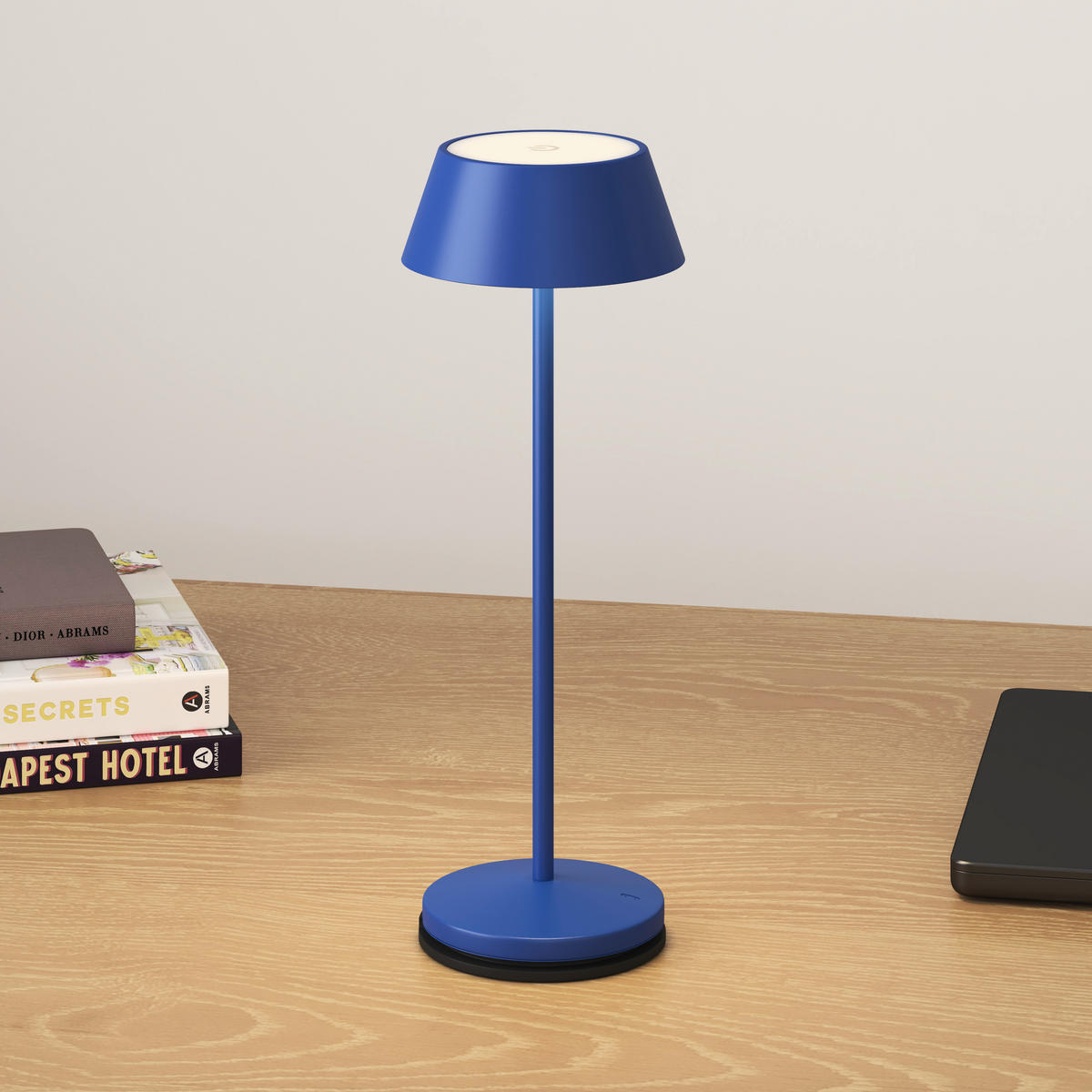 AKKU-TISCHLEUCHTE 11/30 cm  - Blau/Schwarz, Trend, Kunststoff/Metall (11/30cm) - Novel