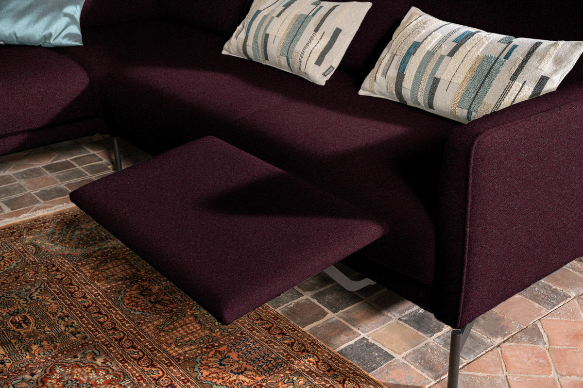 ECKSOFA in Flachgewebe, Struktur Dunkelrot  230/254 cm  - Anthrazit/Dunkelrot, Design, Textil/Metall (230/254cm) - Johann Jakob