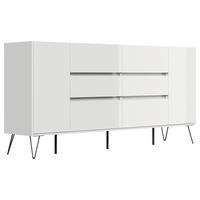 SIDEBOARD Posseik Industrial 199/93,6/42 cm 6 Schublade(n)  - Weiß Hochglanz/Eichefarben, Design, Holzwerkstoff/Metall (199/93,6/42cm) - P & B