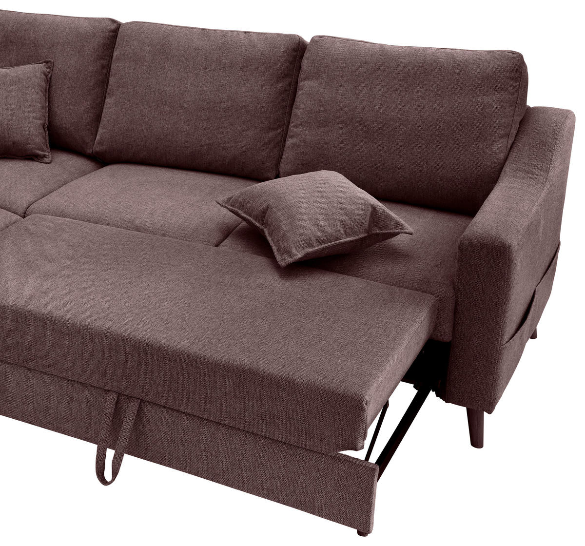 ECKSOFA in Struktur Bordeaux  200/230 cm  - Bordeaux/Naturfarben, KONVENTIONELL, Holz/Textil (200/230cm) - P & B