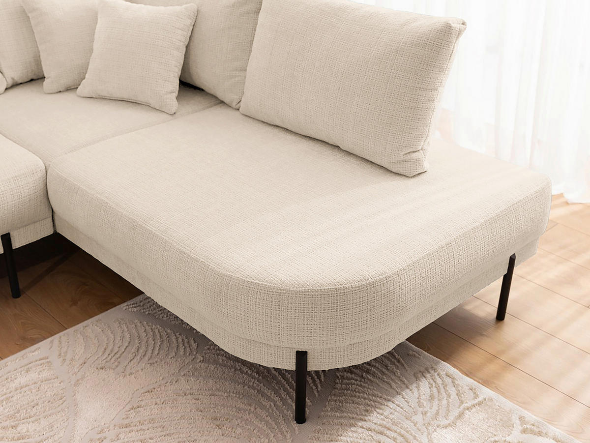 ECKSOFA Mauris in Chenille Creme Rückenkissen  233/200 cm  - Creme/Schwarz, Design, Kunststoff/Textil (233/200cm) - Livetastic