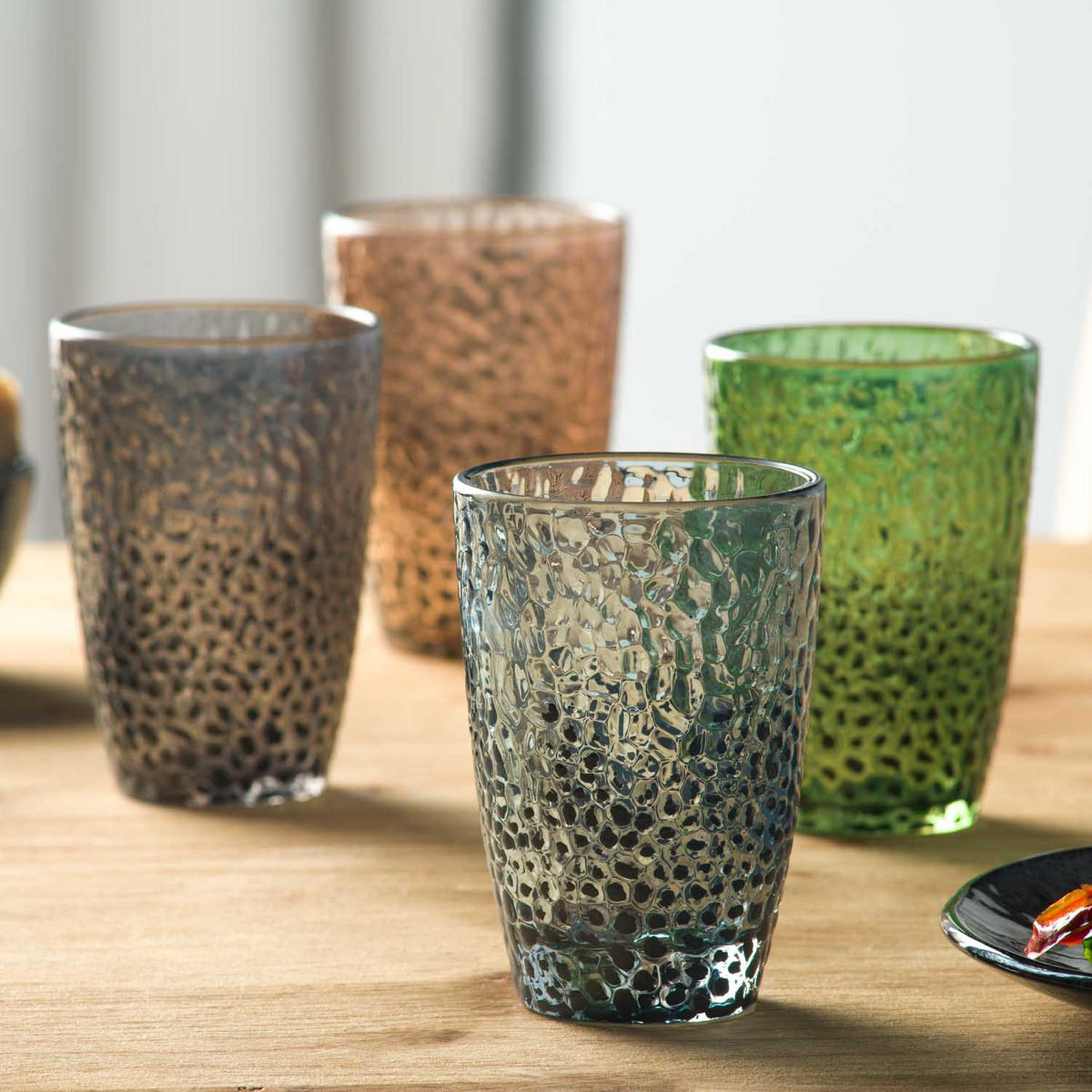 GLÄSERSET Matera 4-teilig  - Anthrazit, Natur, Glas (8,4/12/8,4cm) - Leonardo
