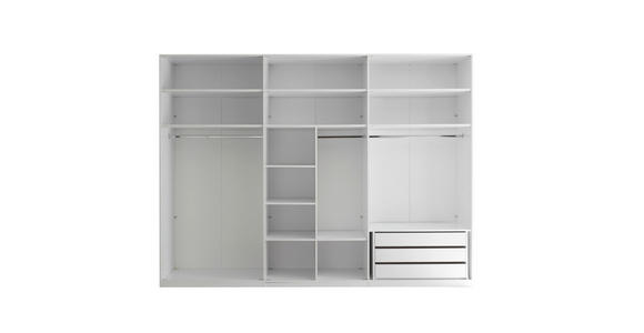 DREHTÜRENSCHRANK 302/225/58 cm,  in Weiß, Weiß Hochglanz, 6-türig  - Weiß Hochglanz/Schwarz, MODERN, Holzwerkstoff/Metall (302/225/58cm) - Xora