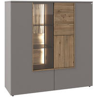 HIGHBOARD Grau, Wildeiche  127,9/132/42,9 cm  - Wildeiche/Grau, Design, Glas/Holz (127,9/132/42,9cm) - Voglauer