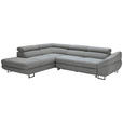 ECKSOFA in Webstoff Grau  - Schwarz/Grau, Design, Textil/Metall (235/280cm) - Hom`in