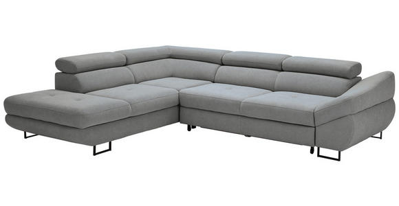 ECKSOFA in Webstoff Grau  - Schwarz/Grau, Design, Textil/Metall (235/280cm) - Hom`in