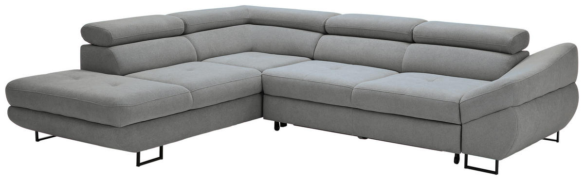 ECKSOFA in Webstoff Grau  - Schwarz/Grau, Design, Textil/Metall (235/280cm) - Hom`in