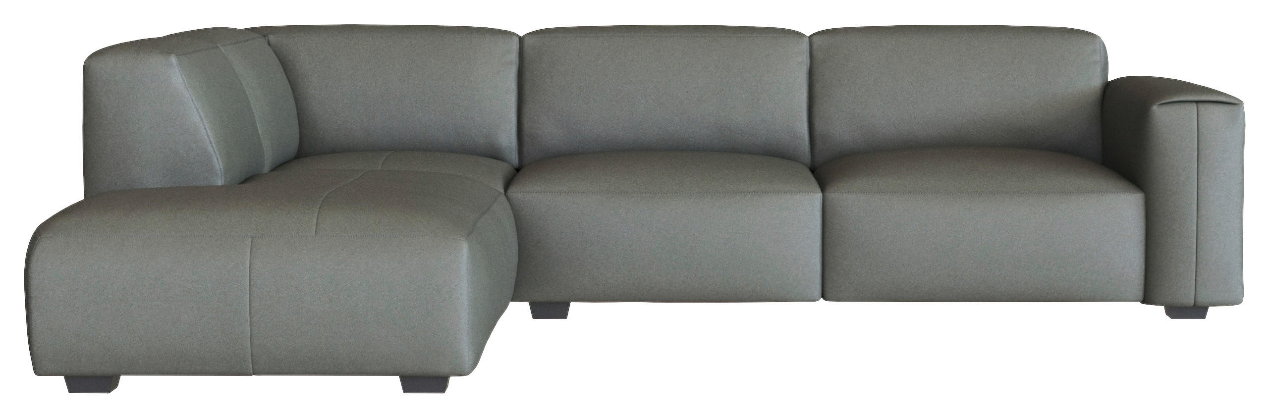 ECKSOFA Dunkelgrau Echtleder  - Dunkelgrau/Schwarz, Design, Leder/Holz (231/288cm) - Livetastic