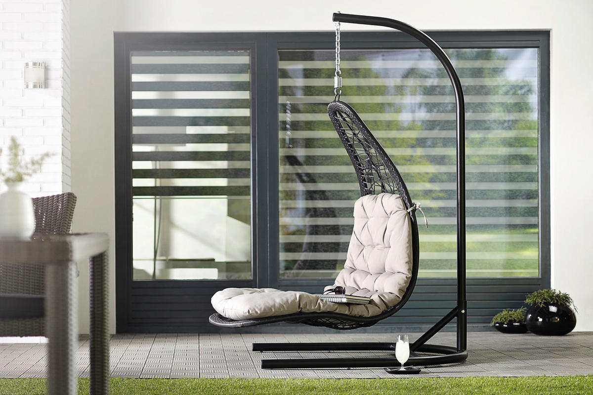 HÄNGESESSEL 119/193/119 cm  - Anthrazit/Beige, Design, Kunststoff/Textil (119/193/119cm) - Ambia Garden