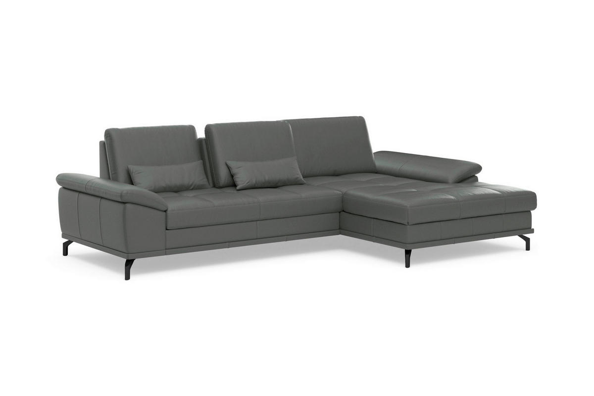 ROHOVÁ SEDAČKA, koža, antracitová - čierna/antracitová, Basics, kov/koža (301/176cm) - Sit & More