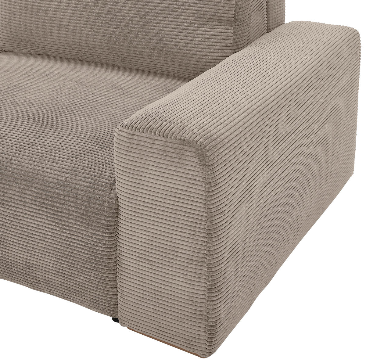 SCHLAFSOFA in Cord Taupe  - Taupe/Buchefarben, Konventionell, Holz/Kunststoff (255/86/123cm) - Livetastic