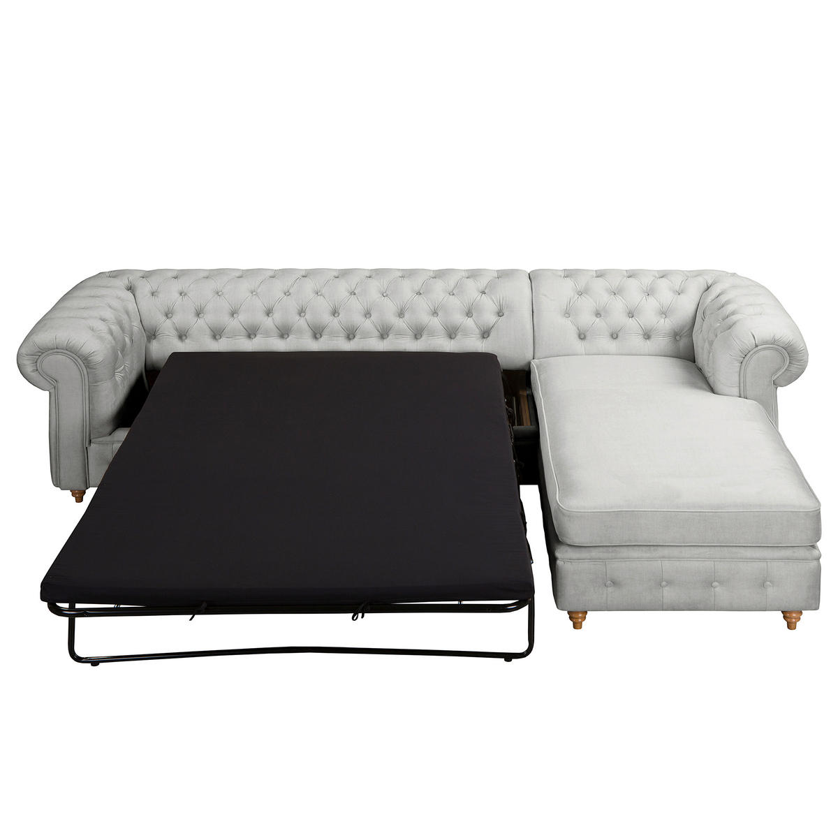 ECKSOFA Mikrofaser Hellgrau  - Creme/Hellgrau, Design, Holz/Textil (284/182cm) - P & B