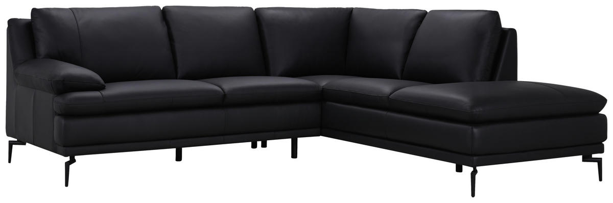 ECKSOFA Schwarz Echtleder  - Schwarz, Design, Leder (248/221cm) - MID.YOU
