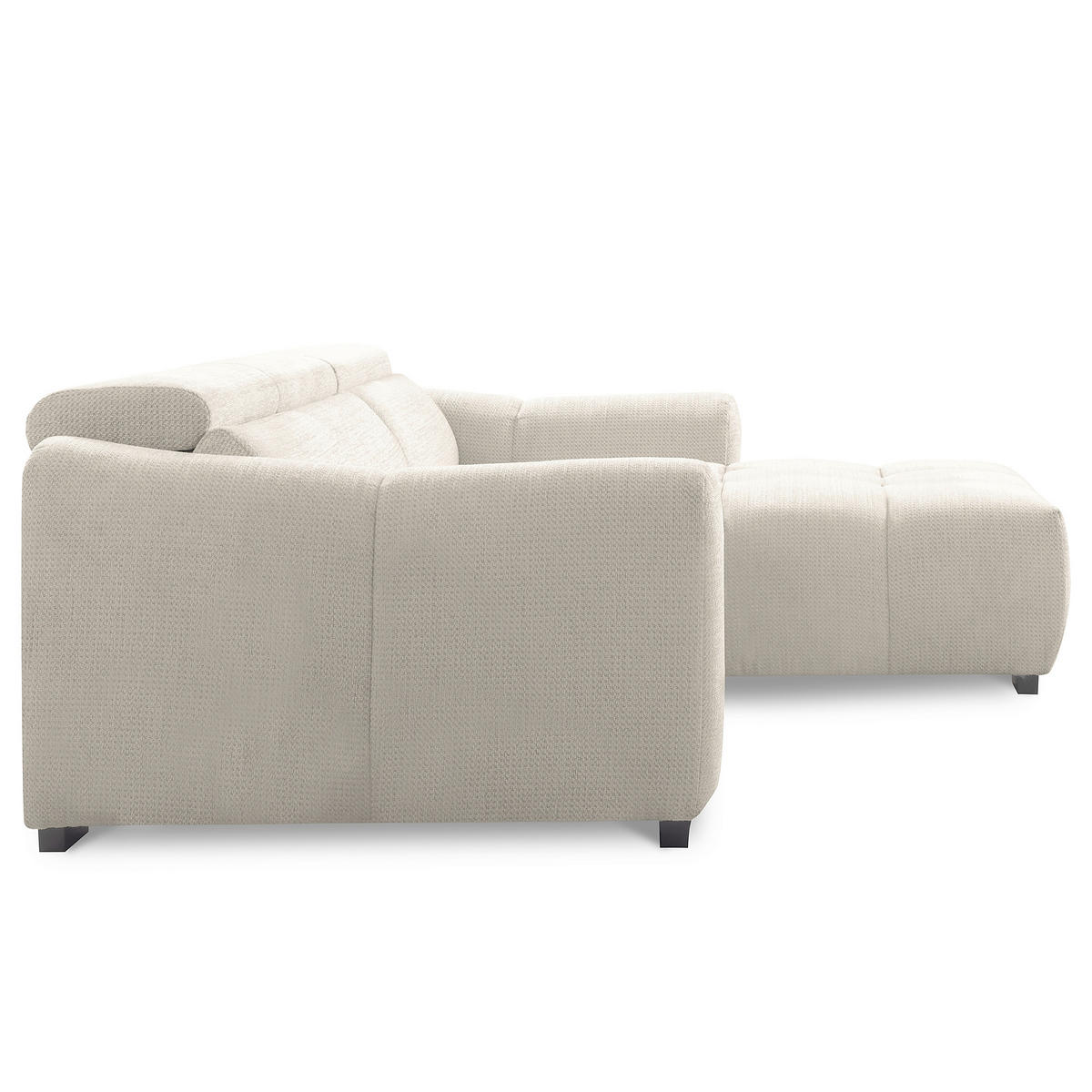 ECKSOFA AVEIRO Weiß Webstoff Bettkasten, Kopfteilverstellung, Sitzvorzug  - Schwarz/Weiß, Design, Kunststoff/Textil (274/177cm) - Livetastic