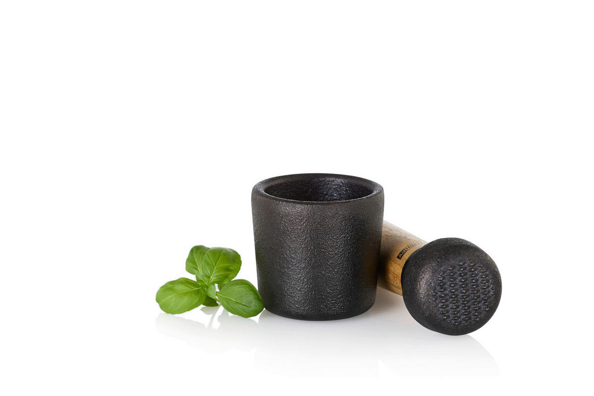 MÖRSERSET CAMO  - Schwarz/Akaziefarben, Design, Holz/Metall (6,2/6cm) - AdHoc