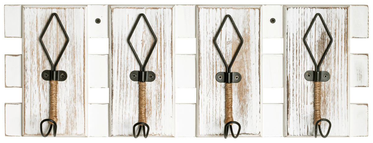 HAKENLEISTE  in Schwarz, Weiß  - Schwarz/Weiß, MODERN, Holzwerkstoff/Metall (55/20/7cm)