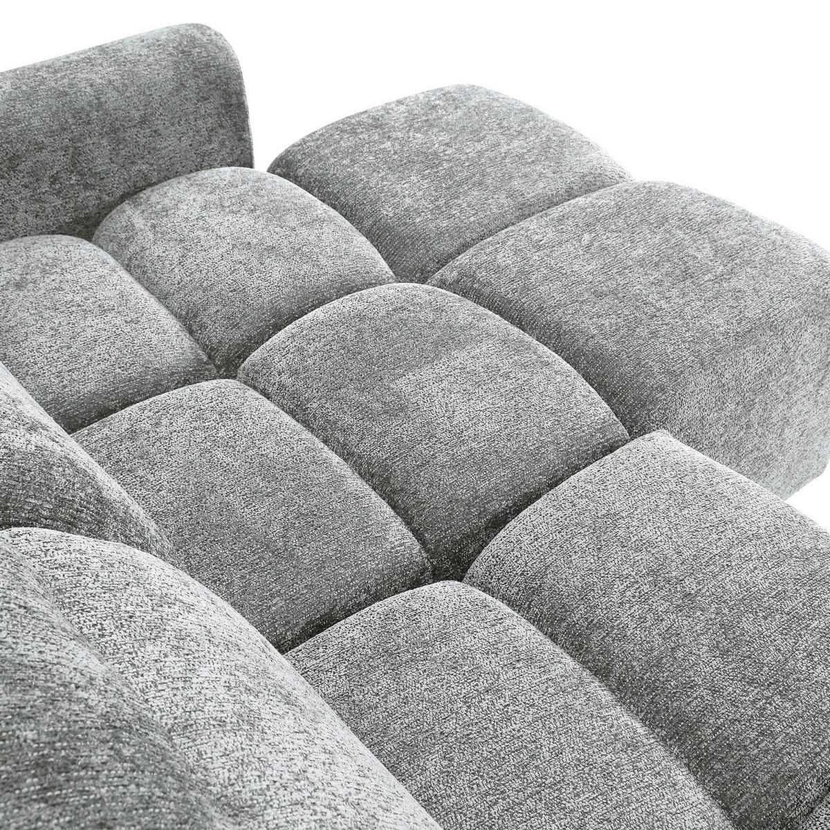 ECKSOFA Blaugrau Chenille Bettkasten, Rücken echt, Kopfteilverstellung, Sitztiefenverstellung  - Blaugrau/Schwarz, MODERN, Kunststoff/Textil (268/165cm) - Carryhome
