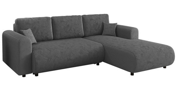 ECKSOFA inkl. Funktionen Dunkelgrau Cord  - Dunkelgrau/Schwarz, KONVENTIONELL, Kunststoff/Textil (260/200cm) - Xora