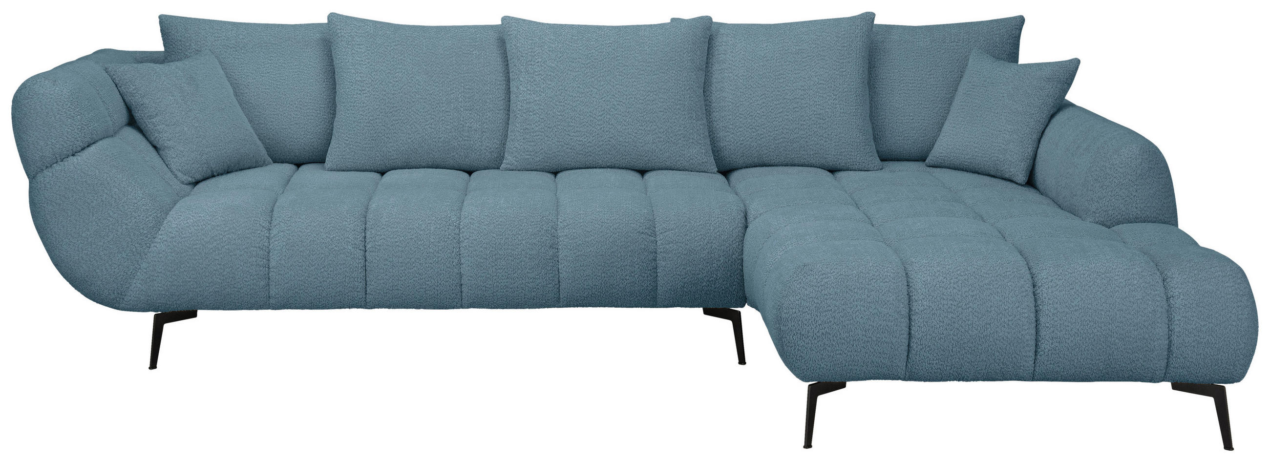 ECKSOFA  Bouclé Blaugrau  - Blaugrau/Schwarz, Modern, Textil/Metall (318/217cm) - Carryhome