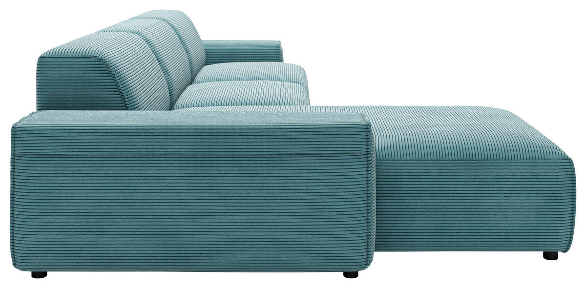 ECKSOFA in Cord Petrol  - Petrol/Schwarz, Design, Kunststoff/Textil (189/300cm) - Pure Home Lifestyle