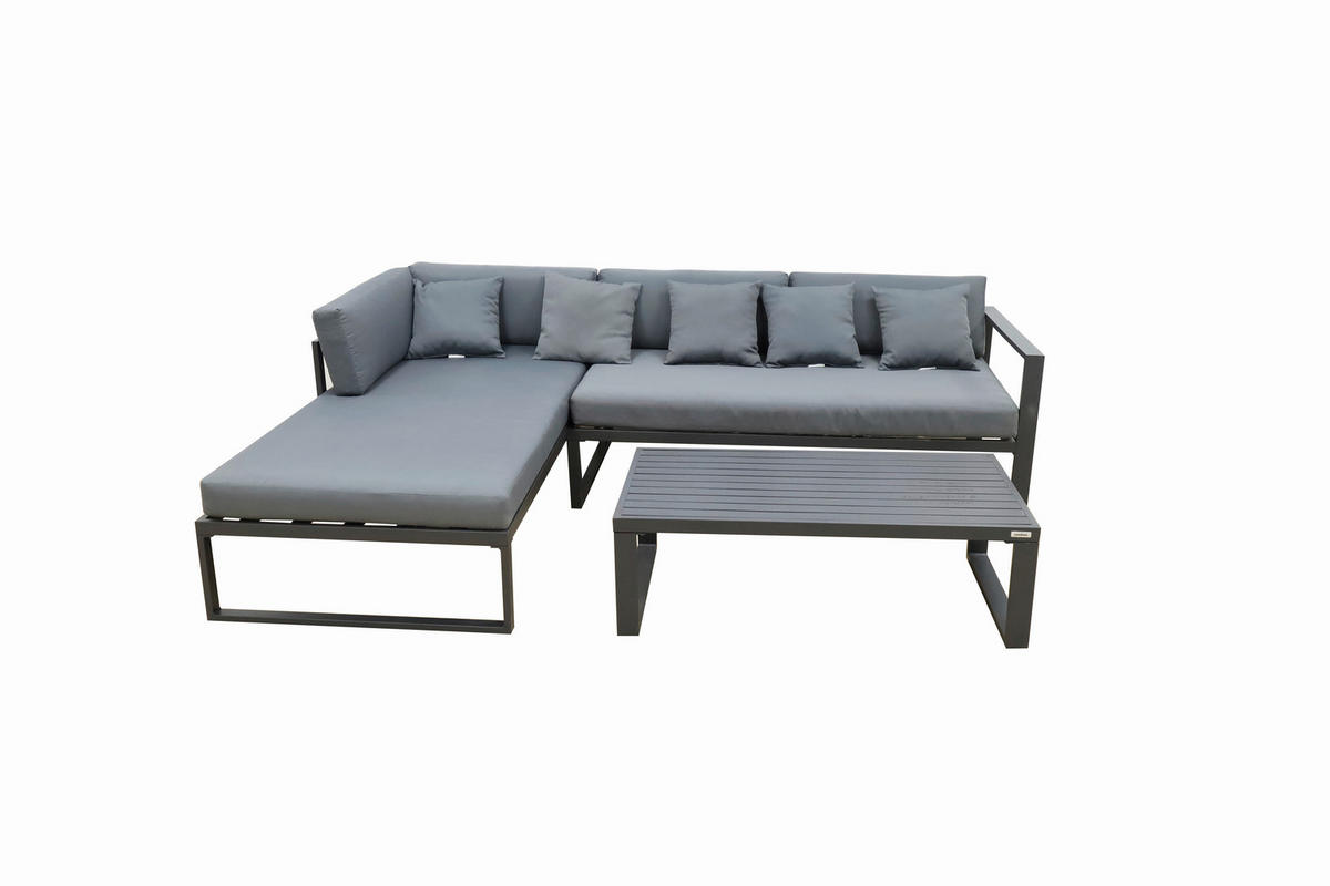 LOUNGE GARNITURA   metal, tekstil  antracit, siva    - siva/antracit, Moderno, metal/tekstil (180/248cm) - Ambia Garden