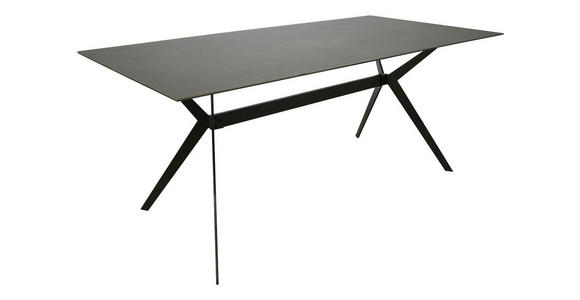 ESSTISCH in Glas, Keramik, Metall 180/90/75 cm - Schwarz/Grau, Design, Glas/Keramik (180/90/75cm) - Hom`in