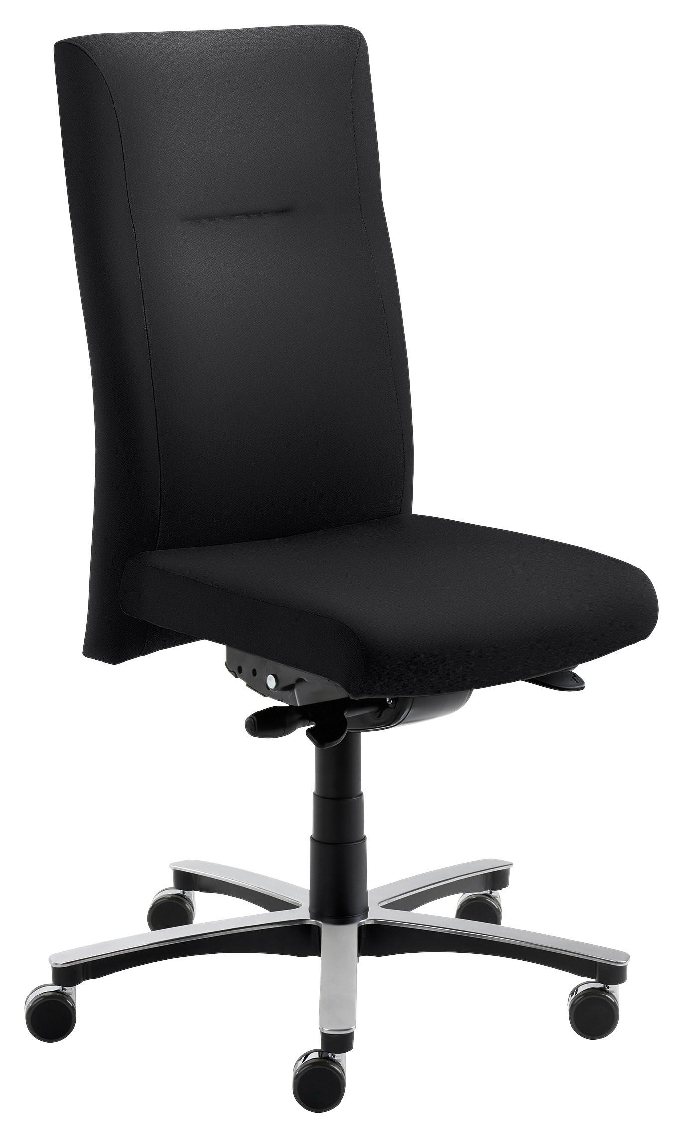 Drehstuhl in Webstoff Schwarz, Alufarben