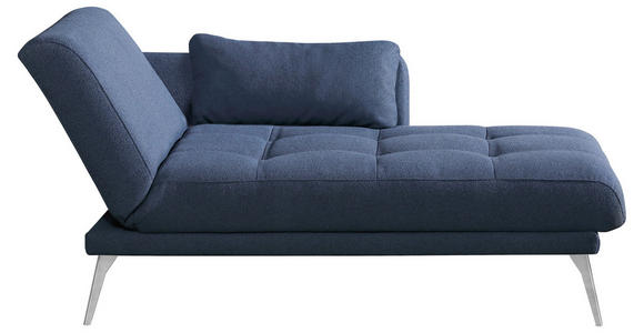 RÉCAMIERE Dunkelblau Flachgewebe - Chromfarben/Dunkelblau, KONVENTIONELL, Textil/Metall (200/85/106cm) - Novel