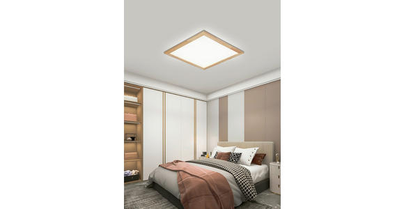 LED-DECKENLEUCHTE 45/45/4,5 cm - Schwarz/Naturfarben, Basics, Holz/Kunststoff (45/45/4,5cm) - Novel