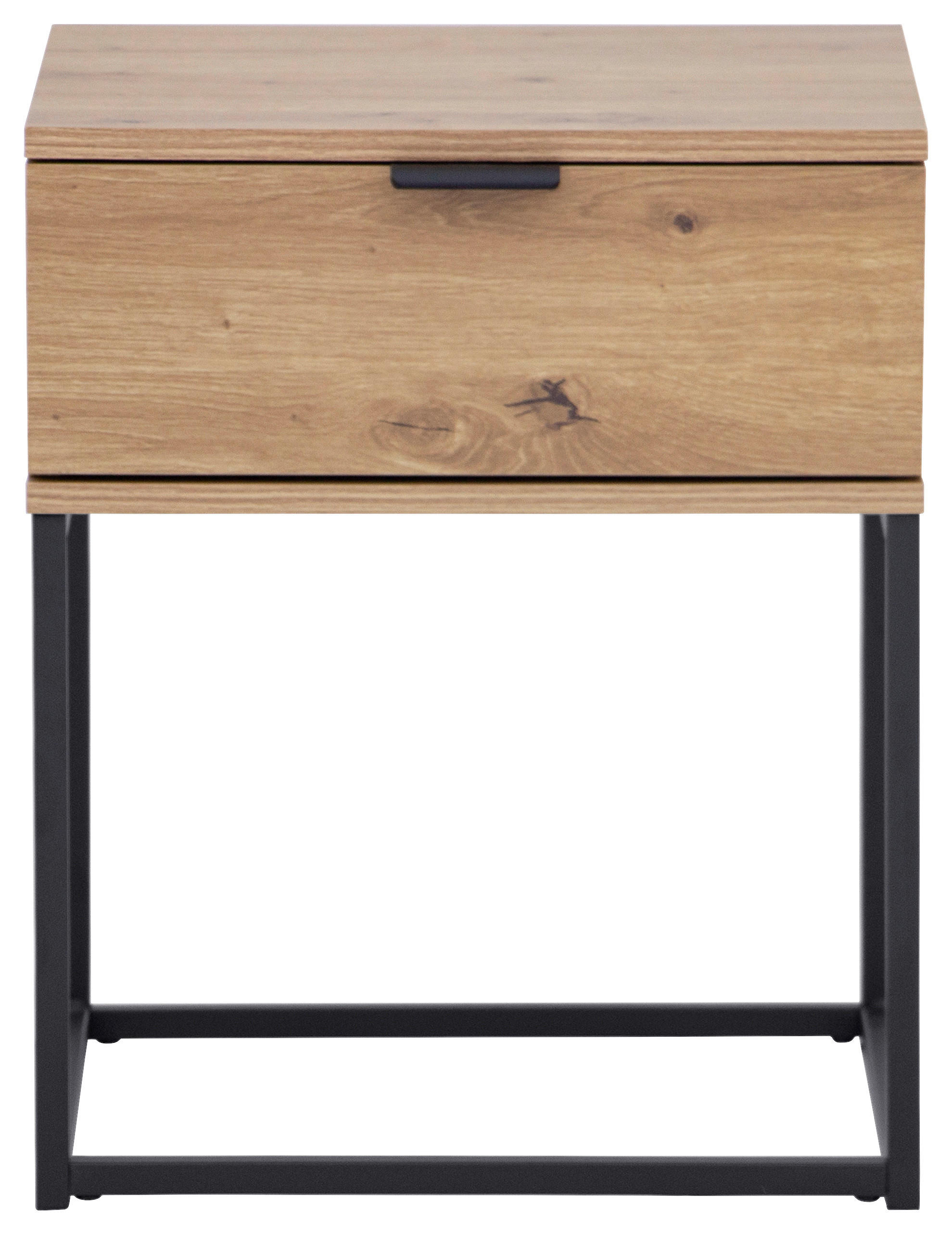 NACHTSCHRANK 42,5/52/38,5 cm  - Eichefarben/Schwarz, KONVENTIONELL, Holzwerkstoff/Metall (42,5/52/38,5cm) - Boxxx