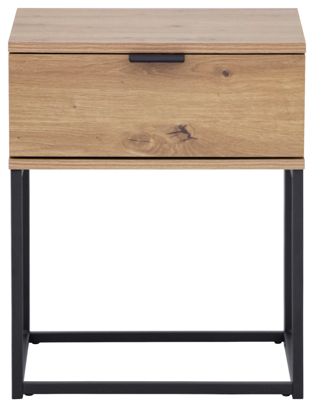 NACHTSCHRANK 42,5/52/38,5 cm  - Eichefarben/Schwarz, KONVENTIONELL, Holzwerkstoff/Metall (42,5/52/38,5cm) - Boxxx